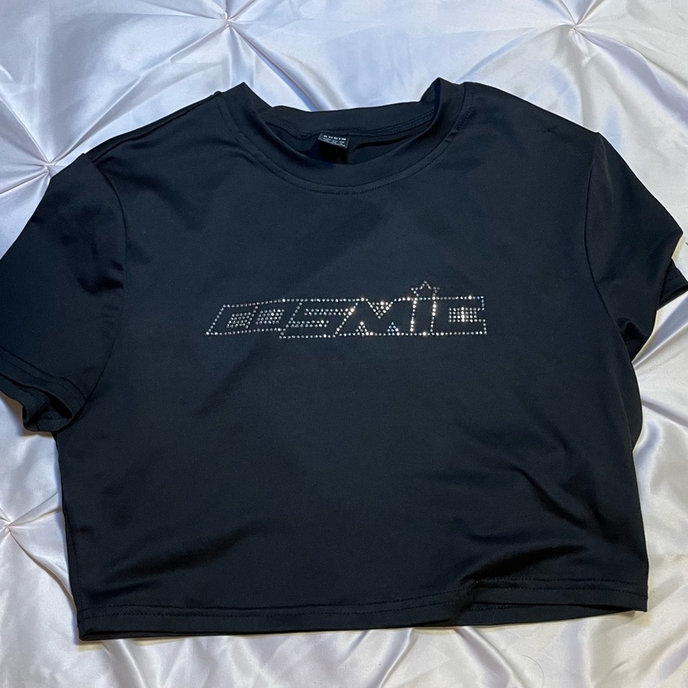 Black Cosmic Graphic Crop Top